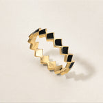 Rebel Jewelry 18k gold enamel black ring 
