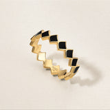Rebel Jewelry 18k gold enamel black ring 
