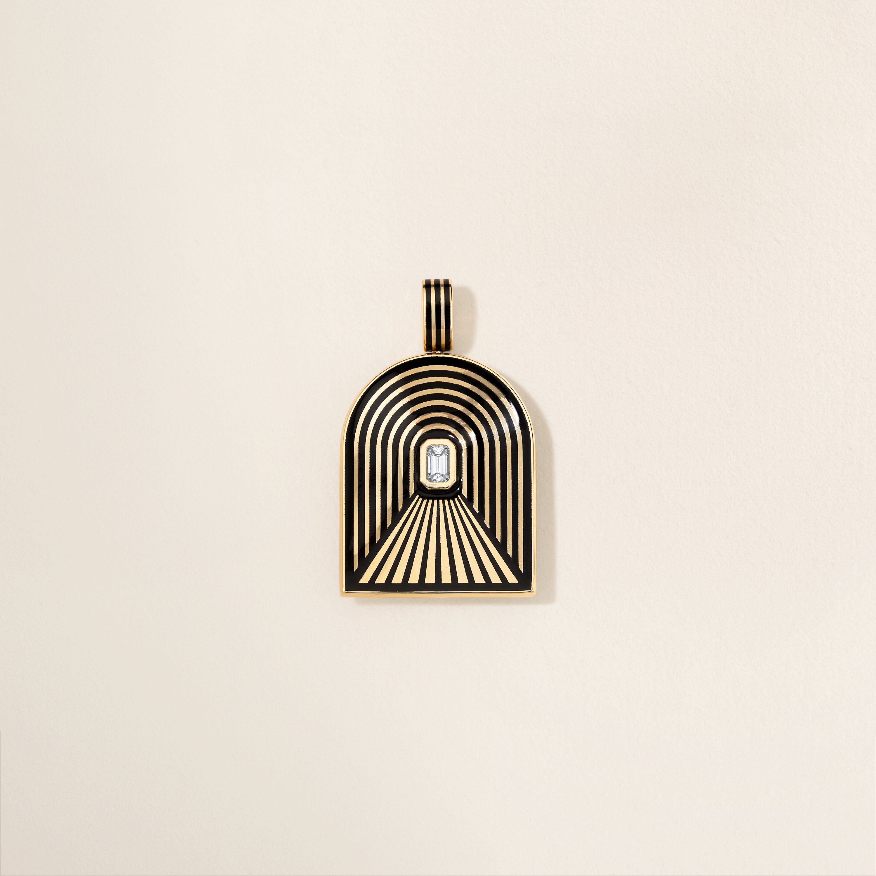 Rebel Jewelry 18k gold Tunnel Charm in black enamel