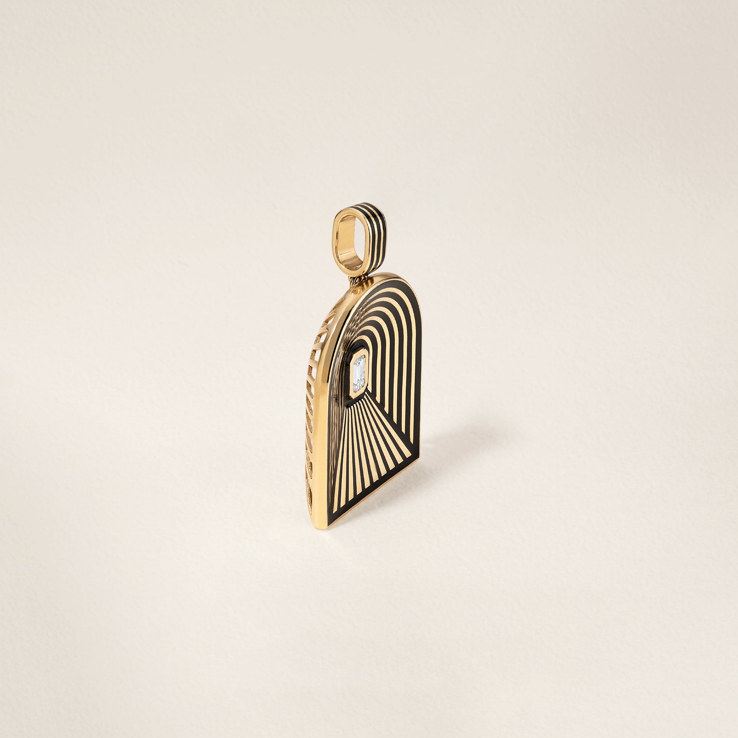 Rebel Jewelry 18k gold Tunnel Charm in black enamel